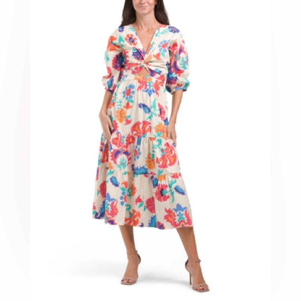 Zara Colorful Floral Midi Dress